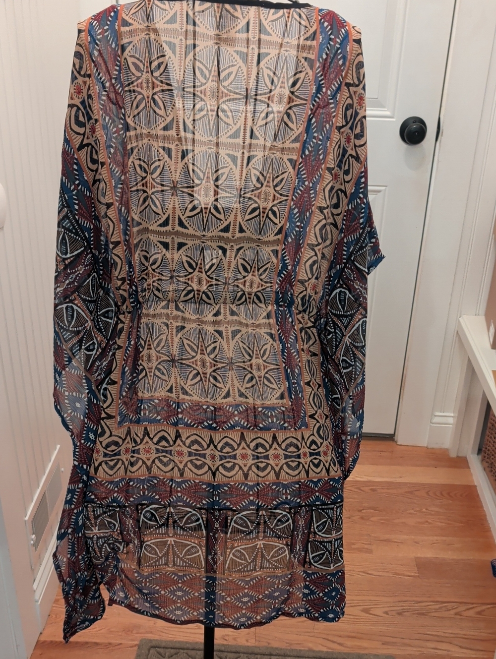 Bohemian Printed Sheer V-Neck Coverup - Picture 5 of 7